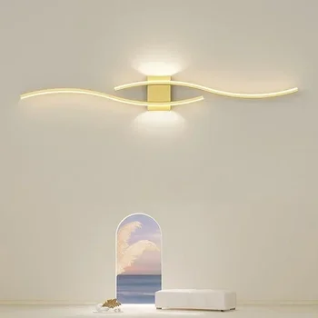 Модерният led, с монтиран на стената лампа, Стенни аплици за хола Фон Нощно шкафче за спалня Вътрешно осветление Лампа Блясък Декорация на дома