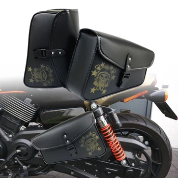 Нова мотоциклетът седельная чанта от изкуствена кожа, багаж, черна странична чанта за инструменти за Honda, Yamaha, Suzuki Harley Harley Sportster XL 883 X