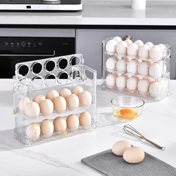 Новата интегрирана прозрачна, полици за съхранение на яйца, Кухненски стойка за съхранение, Стойка за съхранение на страничната врата, Стойка за сортиране на яйца в хладилника