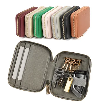 Однотонная чанта с цип за ключове, японски и американски стил, хит на продажбите, многопластова е лесна чанта за карти, квадратен кратък чантата си, многофункционална чанта за ключове