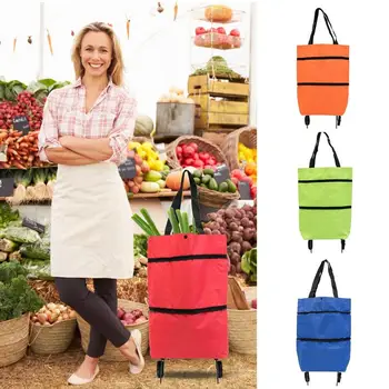 Пазарска чанта за количка Многофункционална Косметичка Контейнер за продукти Сгъваема чанта за зеленчуци Преносими Аксесоари за дома