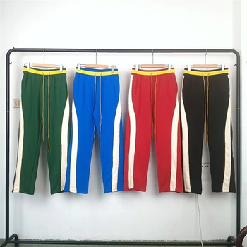 Панталони лента от естествена кожа-високо качество 23SS, мъжки и женски панталони с завязками в стил мозайка, спортни панталони, технологичная облекло