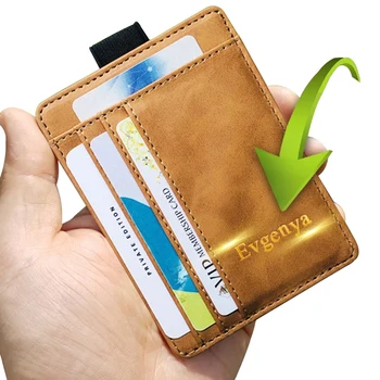 Персонализирайте държач за карти, портфейл за карти, мъжки Бизнес-банка, Еластична лента, Тънък калъф за кредитни карти, една Малка опаковка на карти, джоб за пари, индивидуален подарък