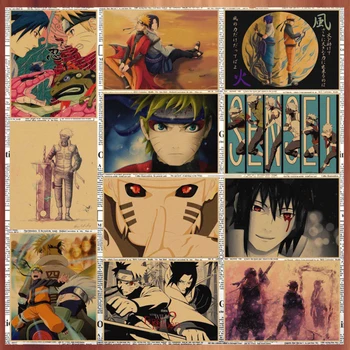 Плакати с фигурки на аниме Наруто, Наруто Сагруб.начинът, Саске Какаши, за Украса на стените, хол, Реколта Плакати с мультяшными герои, Играчки