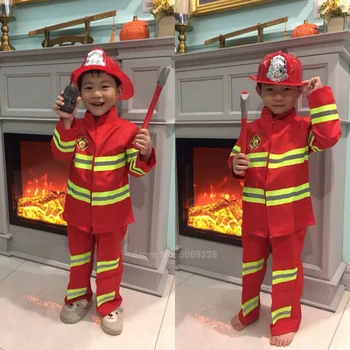 Пожарникар Сам Детски Костюми за cosplay на Хелоуин и Коледа за момичета и момчета Карнавальная парти на Карнавалните костюми, Детска форма на пожарникар Детска облекло