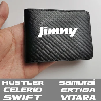 Притежател на Кредитна Банкова карта от въглеродни влакна, Кожена чанта за шофьорска книжка, лична карта на Suzuki Jimny SX4 HUSTLER IGNIS SWIFT KIZASHI VITARA