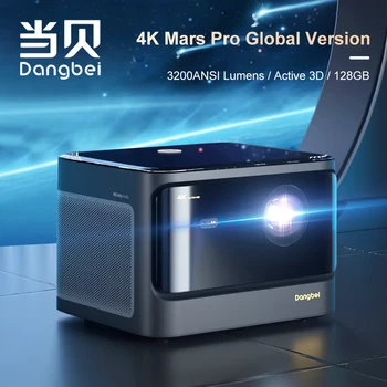 Проектор Dangbei Mars Pro 4K Laser в прожектор 3200ANSI Lumen с 128 GB Памет, Активен 3D Smart TV, Wifi Видео Домашно Кино