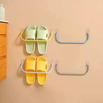 Прости пластмасови стелажи за съхранение на обувки Стенен Водоустойчив Багажник Чехли, Маратонки Организатор Спалня Аксесоари за баня
