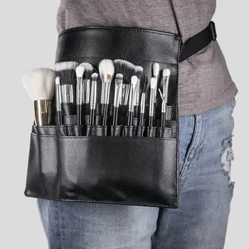 Професионална козметична пискюл за грим, изкуствена кожа, чанта за съхранение на колан, чанта за грим с голям капацитет
