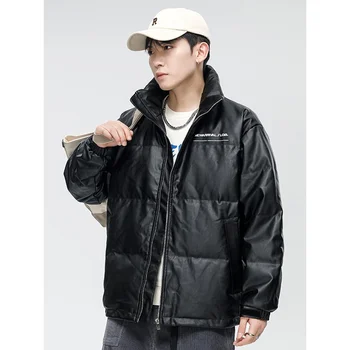 Пуховик с висока яка, топъл мъжки пуховик от бял патешко пух, Корейската свободна ежедневни яке