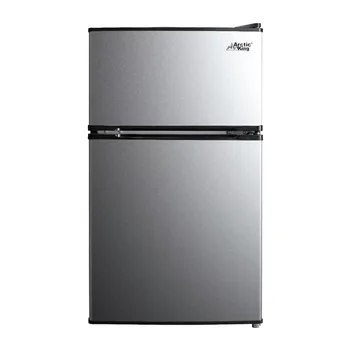 С две врати, мини-хладилник King размер 3,2 куб. фута с фризер, неръждаема стомана, E-Star, ARM32D5ASL