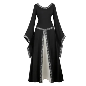 Секси Дълга рокля от епохата на Възраждането Средновековието с Ирландска дантела покритие, и ръкави-тръбите на Върха на рокля във Викториански стил Ретро Карнавалните костюми за Хелоуин