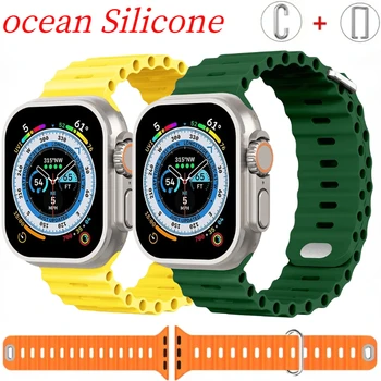 Силиконов Ремък Ocean За Apple Watch Band Ultra/2 49 мм 9 8 7 45 мм 41 мм Удобен Гривна iWatch 6 5 4 SE 44 мм 40 мм 42 мм 38 мм