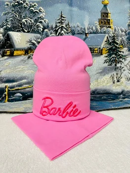 Сладка Розова Вълнена вязаная шапка с бродерия на Барби, Студентски модерен декор на открито, Дамска Есенно-зимна топла шапка, Подаръци под формата на Девчачьего на сърцето