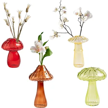 Стъклена ваза за размножаване на гъбички Прозрачни вази за цветя, Декоративни Уникални Малки Стъклени вази за цветя Естетика растения