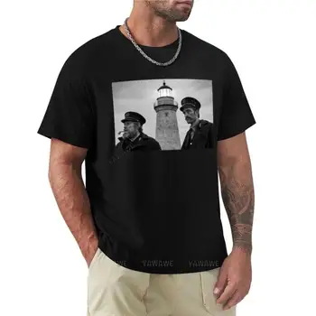 Тениска The Lighthouse, тениски големи размери, черни тениски, тениски с графичен дизайн, памучни тениски оверсайз, мъжки ризи