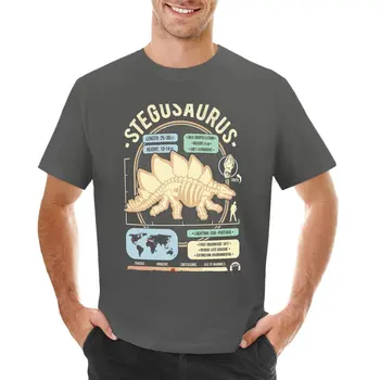 Факти за динозаврите - Подарък тениска Stegosaurus Science & Anatomy, корейски модни заготовки, потници в големи размери, мъжки обикновена тениска
