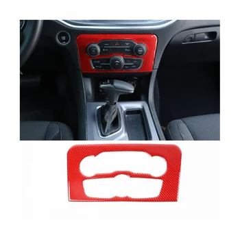 Централна бутона за включване на климатика, Тампон върху лентата за 16-21 Dodge Charger, Вътрешни вентилационни отвори, Хастар от червено въглеродни влакна