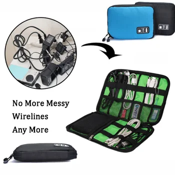 Чанта-органайзер за кабели преносими джаджи, чанта за съхранение на цифрови електронни аксесоари, USB зарядно устройство, държач на банката за захранване, чанти за дигитални комплекта